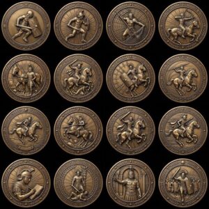 Ancient Roman Soldier Challenge Coin Design, Laser Engraving Relief Depth Map