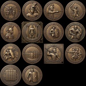 Ancient Roman Soldier Challenge Coin Design, Laser Engraving Relief Depth Map