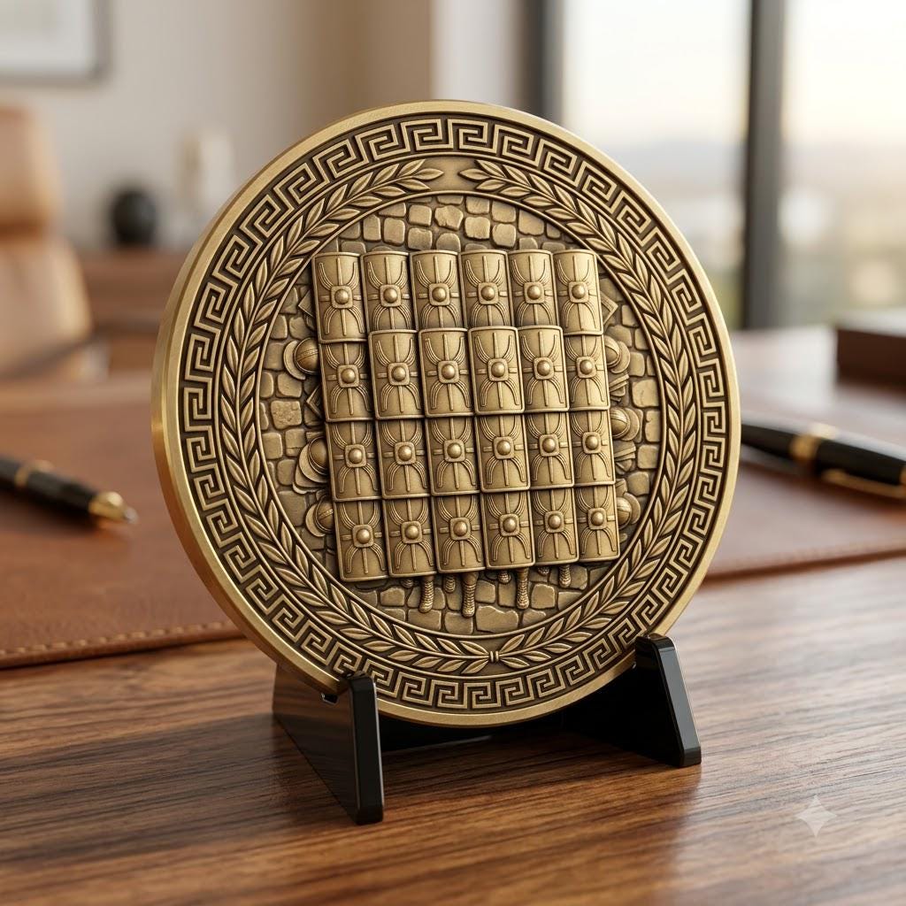 Ancient Roman Soldier Challenge Coin Design, Laser Engraving Relief Depth Map
