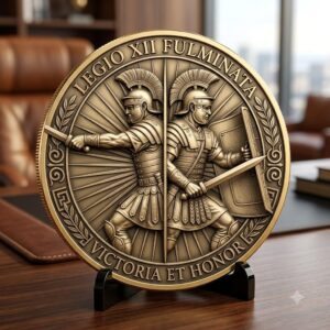 Ancient Roman Soldier Challenge Coin Design, Laser Engraving Relief Depth Map