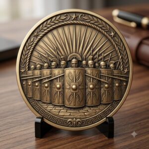 Ancient Roman Soldier Challenge Coin Design, Laser Engraving Relief Depth Map