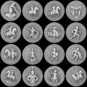 Ancient Roman Soldier Challenge Coin Design, Laser Engraving Relief Depth Map