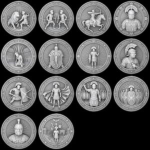 Ancient Roman Soldier Challenge Coin Design, Laser Engraving Relief Depth Map