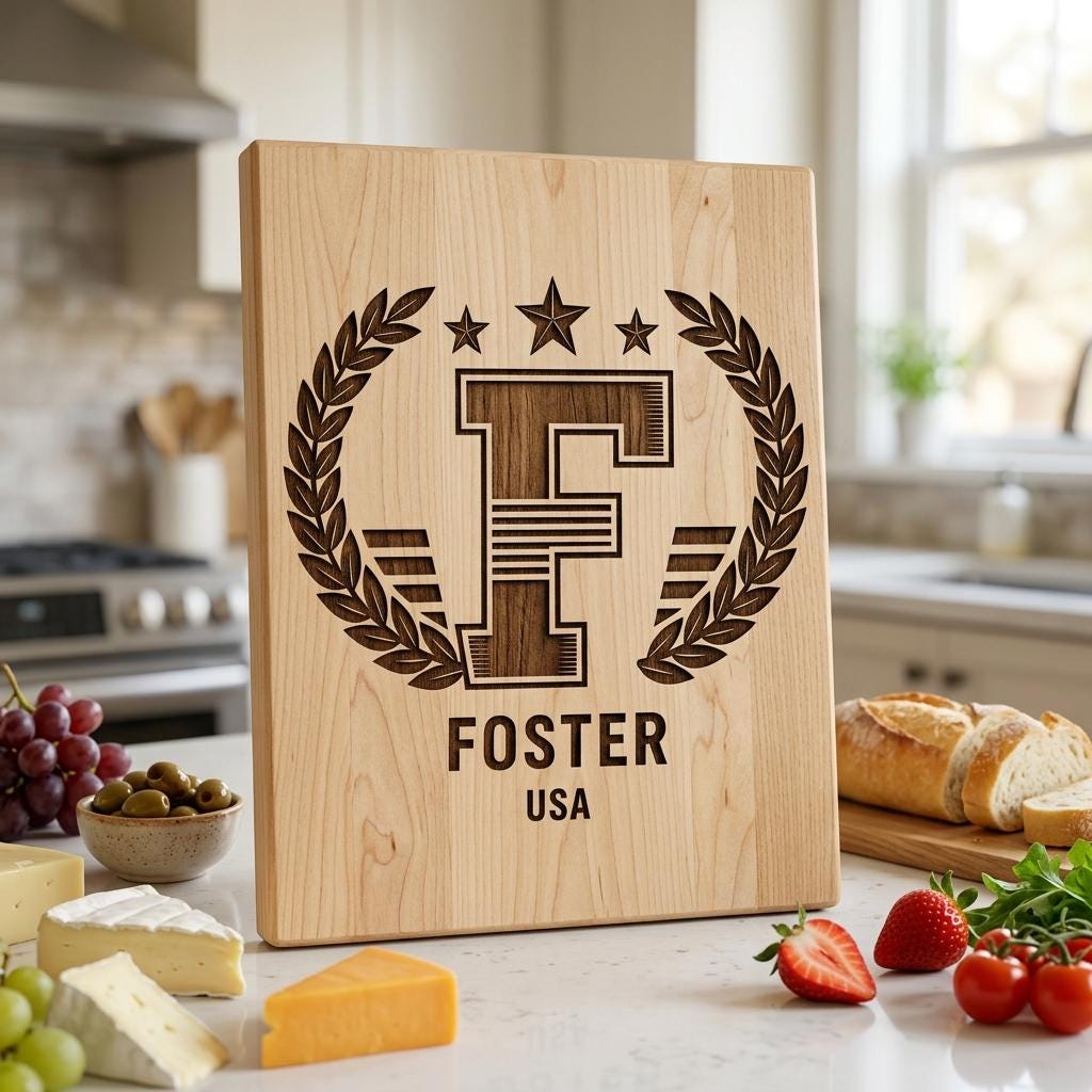Art Deco Monogram Alphabet, Laser Engraving Designs for Family Chopping Boards