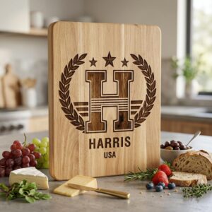 Art Deco Monogram Alphabet, Laser Engraving Designs for Family Chopping Boards
