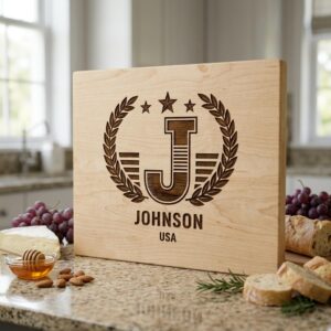 Art Deco Monogram Alphabet, Laser Engraving Designs for Family Chopping Boards