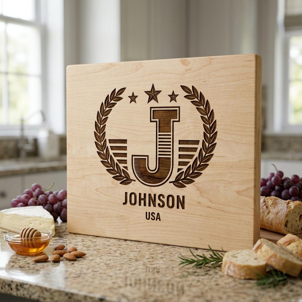 Art Deco Monogram Alphabet, Laser Engraving Designs for Family Chopping Boards