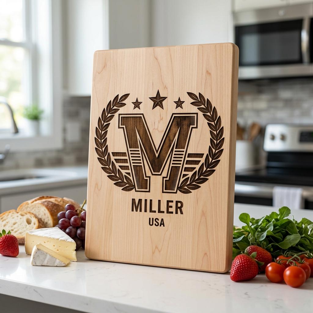 Art Deco Monogram Alphabet, Laser Engraving Designs for Family Chopping Boards