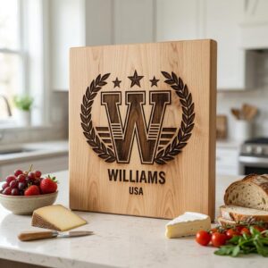 Art Deco Monogram Alphabet, Laser Engraving Designs for Family Chopping Boards