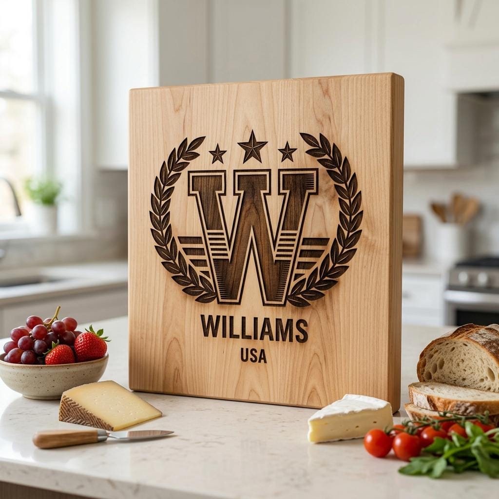 Art Deco Monogram Alphabet, Laser Engraving Designs for Family Chopping Boards