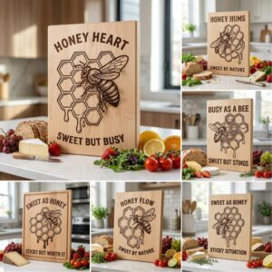 Bee Engraving File, Rustic Vintage Dripping Honey Charcuterie Board Design
