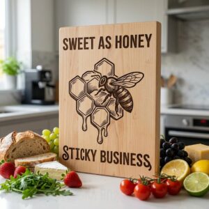 Bee Engraving File, Rustic Vintage Dripping Honey Charcuterie Board Design