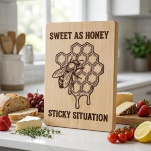 Bee Engraving File, Rustic Vintage Dripping Honey Charcuterie Board Design