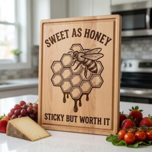 Bee Engraving File, Rustic Vintage Dripping Honey Charcuterie Board Design