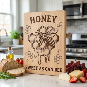 Bee Engraving File, Rustic Vintage Dripping Honey Charcuterie Board Design