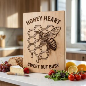 Bee Engraving File, Rustic Vintage Dripping Honey Charcuterie Board Design