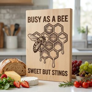 Bee Engraving File, Rustic Vintage Dripping Honey Charcuterie Board Design