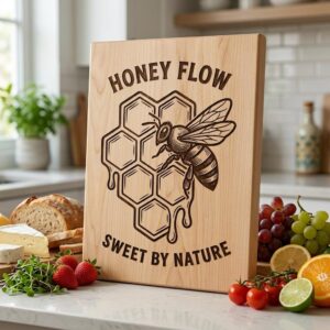 Bee Engraving File, Rustic Vintage Dripping Honey Charcuterie Board Design