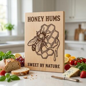 Bee Engraving File, Rustic Vintage Dripping Honey Charcuterie Board Design