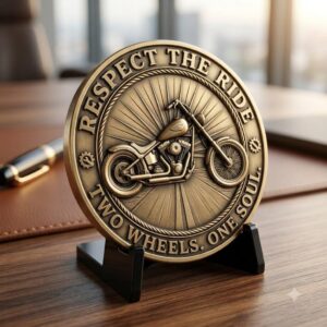 Biker Challenge Coin, Motorcycle Laser Engraving Depth Map, Relief PNG Bundle