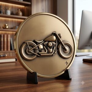 Biker Challenge Coin, Motorcycle Laser Engraving Depth Map, Relief PNG Bundle