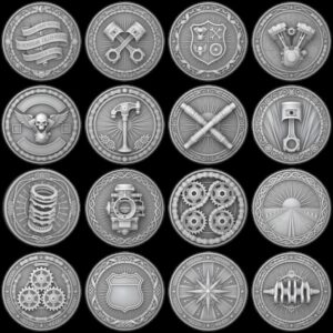 Biker Challenge Coin, Motorcycle Laser Engraving Depth Map, Relief PNG Bundle