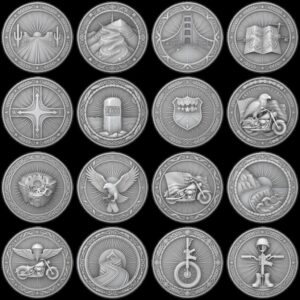 Biker Challenge Coin, Motorcycle Laser Engraving Depth Map, Relief PNG Bundle