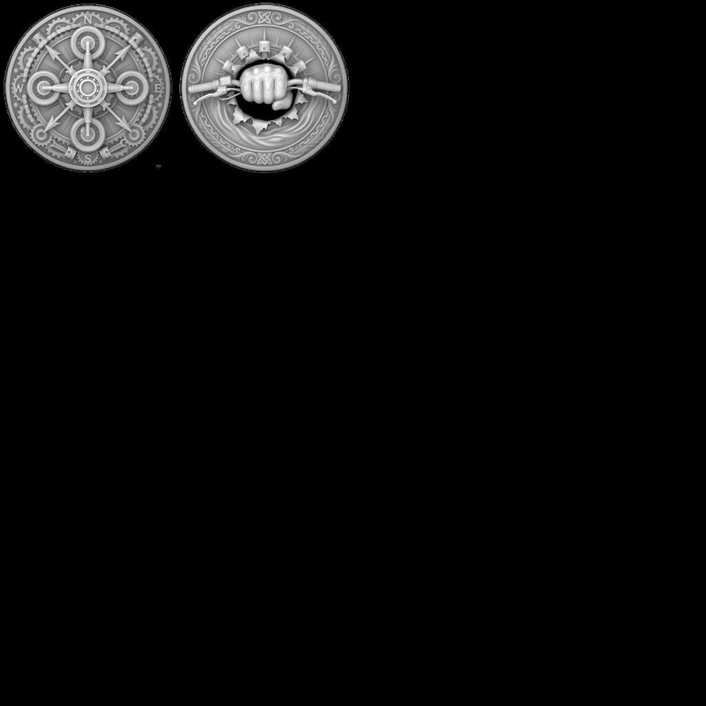 Biker Coin Laser Engraving Depth Map, Motorcycle Eagle Relief PNG Bundle
