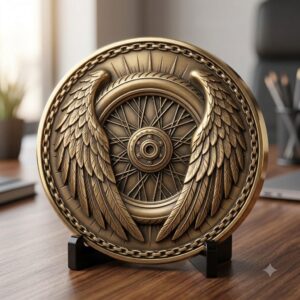 Biker Coin Laser Engraving Depth Map, Motorcycle Eagle Relief PNG Bundle