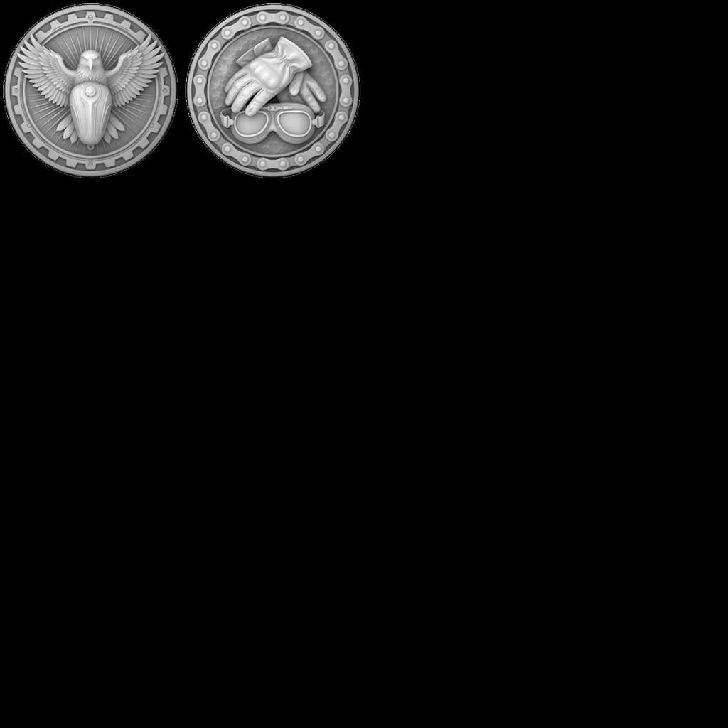 Biker Motorcycle Engraving Depth Map, Eagle Americana Medallion Relief Design