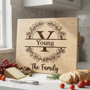 Botanical Monogram Alphabet, Personalized Family Name Board Engraving Designs