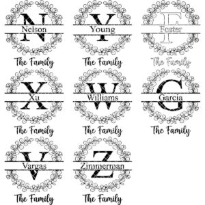 Botanical Monogram Alphabet, Personalized Family Name Board Engraving Designs