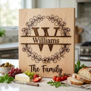 Botanical Monogram Alphabet, Personalized Family Name Board Engraving Designs