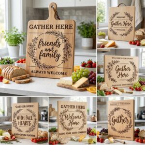 Botanical Welcome Sign, Farmhouse Charcuterie Board Design for Kitchen Decor