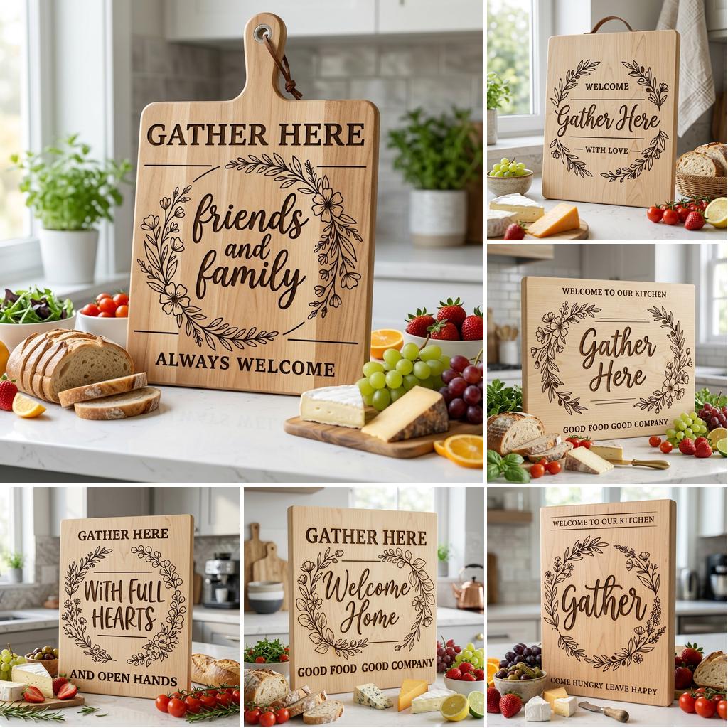 Botanical Welcome Sign, Farmhouse Charcuterie Board Design for Kitchen Decor