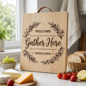 Botanical Welcome Sign, Farmhouse Charcuterie Board Design for Kitchen Decor