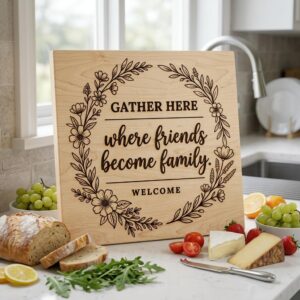 Botanical Welcome Sign, Farmhouse Charcuterie Board Design for Kitchen Decor
