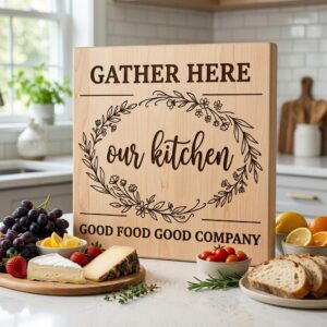 Botanical Welcome Sign, Farmhouse Charcuterie Board Design for Kitchen Decor