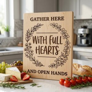 Botanical Welcome Sign, Farmhouse Charcuterie Board Design for Kitchen Decor