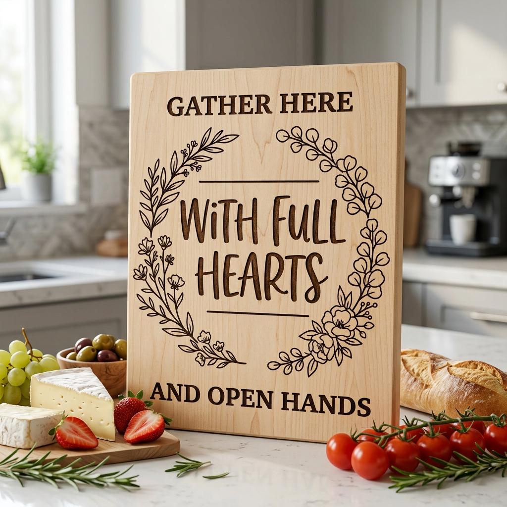 Botanical Welcome Sign, Farmhouse Charcuterie Board Design for Kitchen Decor