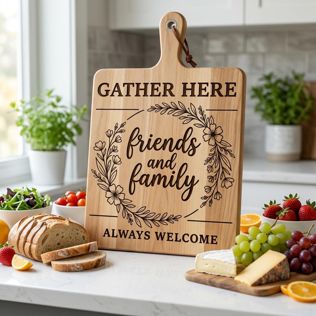 Botanical Welcome Sign, Farmhouse Charcuterie Board Design for Kitchen Decor