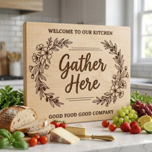 Botanical Welcome Sign, Farmhouse Charcuterie Board Design for Kitchen Decor