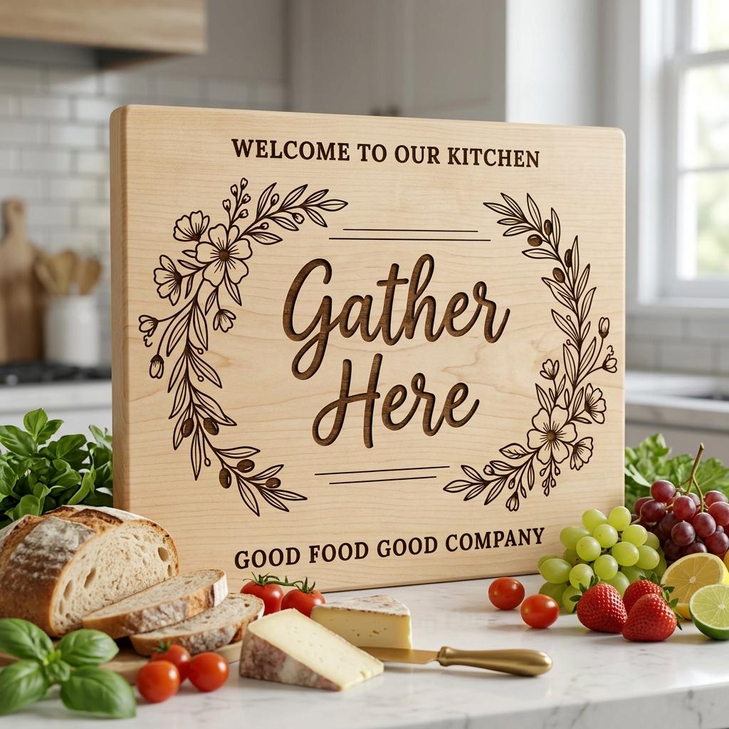 Botanical Welcome Sign, Farmhouse Charcuterie Board Design for Kitchen Decor
