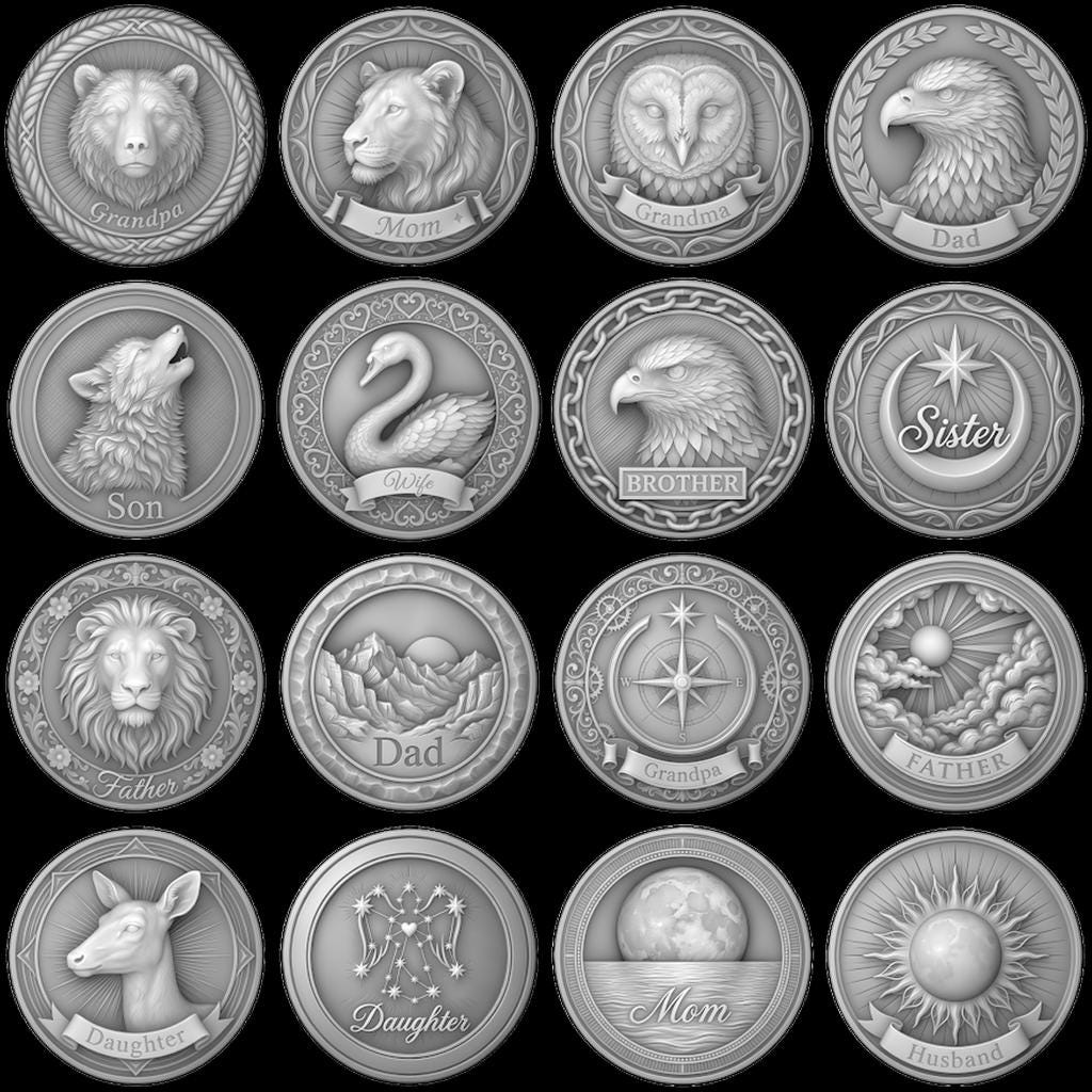 Celtic Animal Coin Engraving Depth Map, 50 Laser Files for Bronze Relief