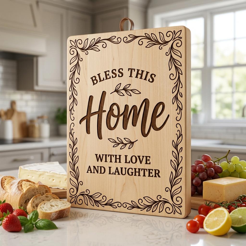 Charcuterie Board Engraving Designs, Rustic Home Quotes, Botanical Blessings