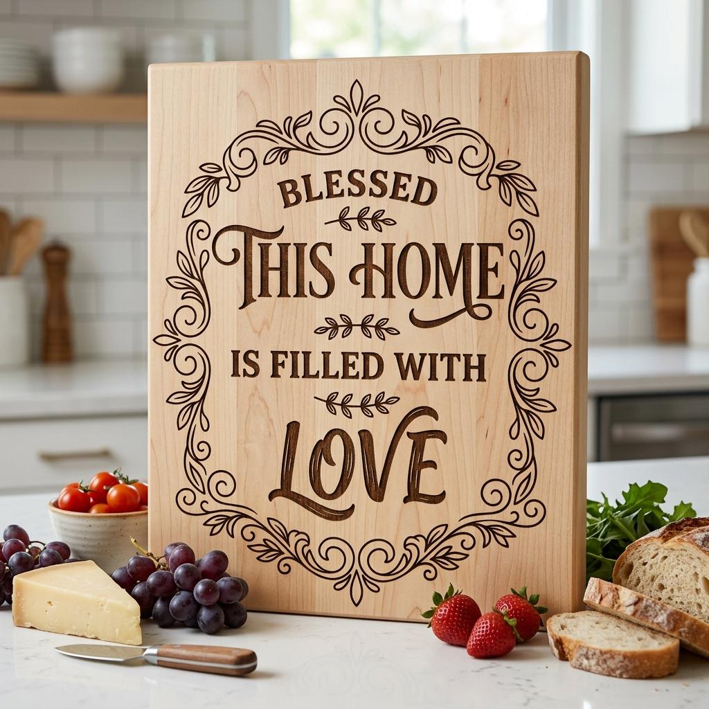 Charcuterie Board Engraving Designs, Rustic Home Quotes, Botanical Blessings