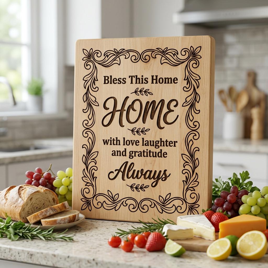 Charcuterie Board Engraving Designs, Rustic Home Quotes, Botanical Blessings