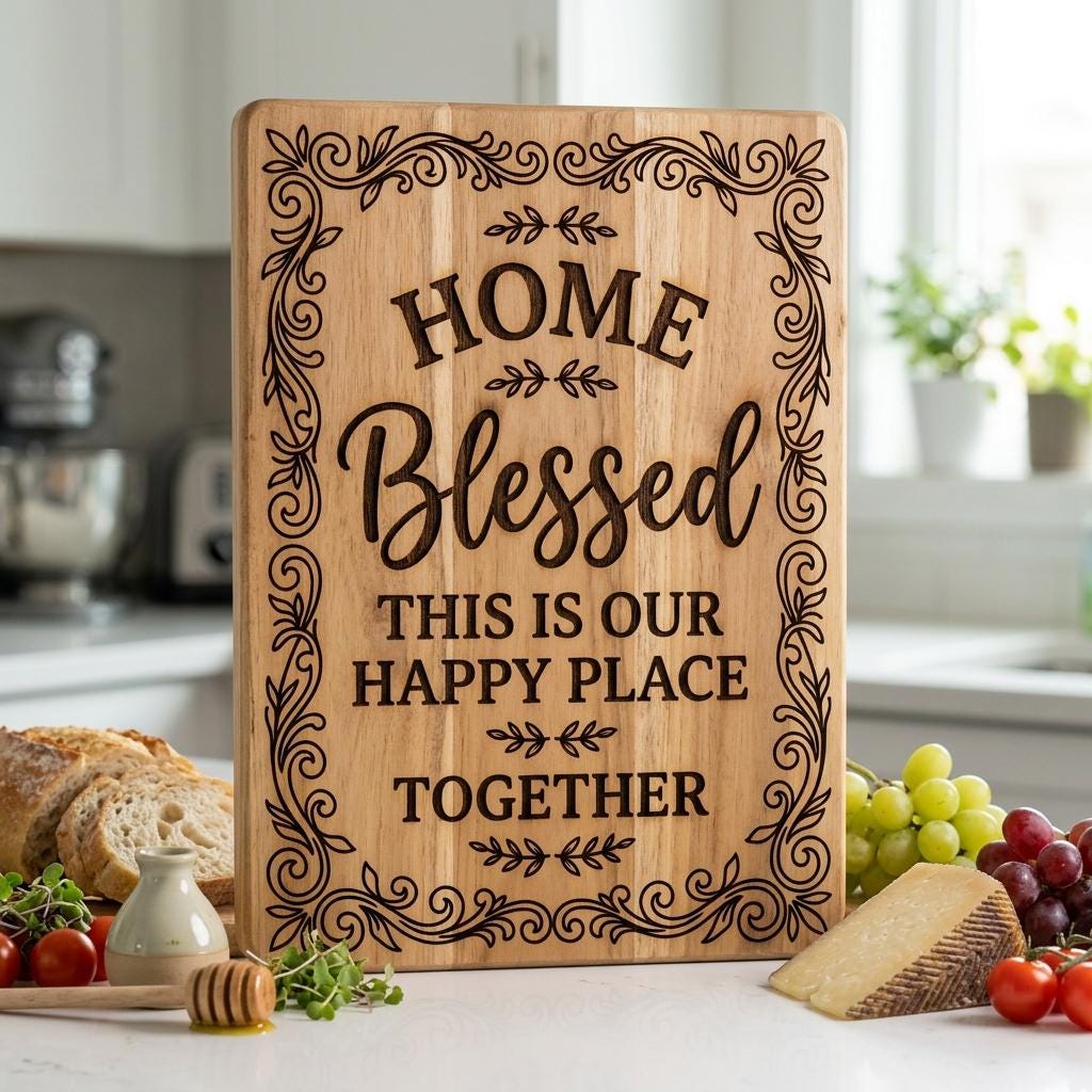 Charcuterie Board Engraving Designs, Rustic Home Quotes, Botanical Blessings