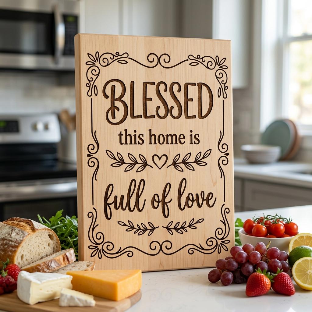 Charcuterie Board Engraving Designs, Rustic Home Quotes, Botanical Blessings