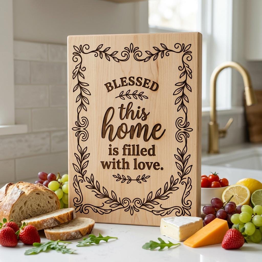Charcuterie Board Engraving Designs, Rustic Home Quotes, Botanical Blessings